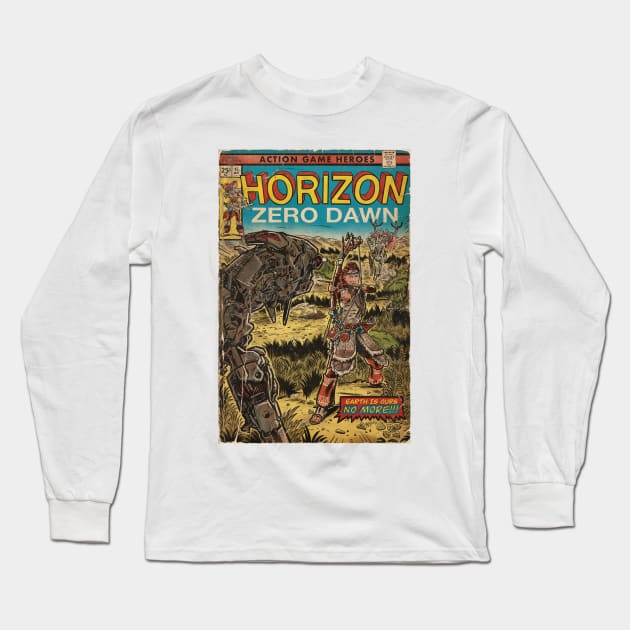 Horizon Zero Dawn - comic cover fan art Long Sleeve T-Shirt by MarkScicluna